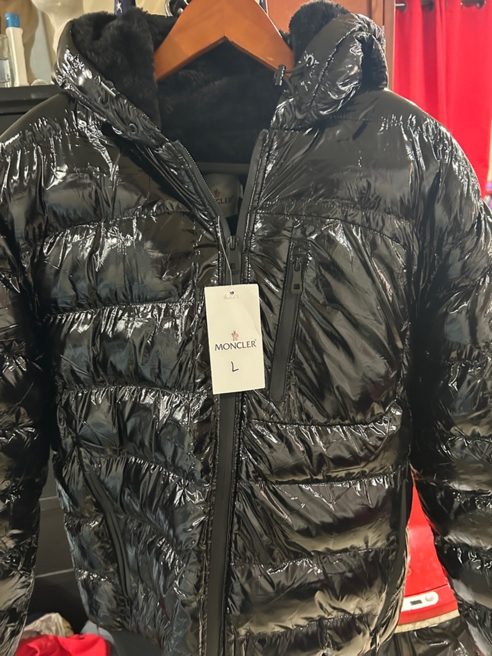 Luxury Glossy Black Quilted Puffer Jacket with Hood